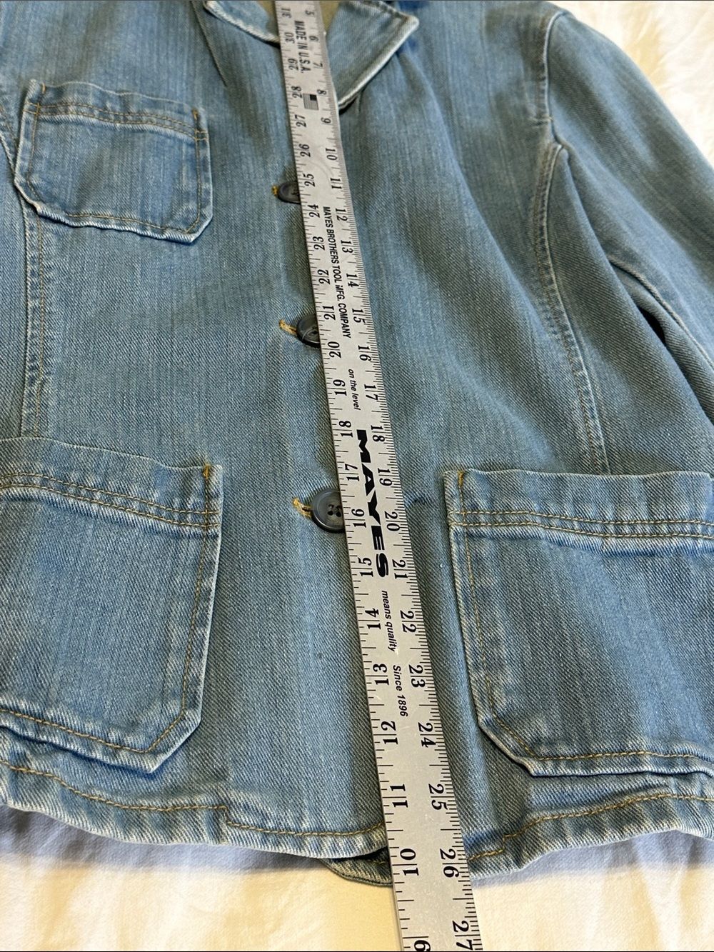 Gap Light Blue Denim Blazer Jacket Size Medium Y2k Three Button Cotton Casual - Picture 7 of 7